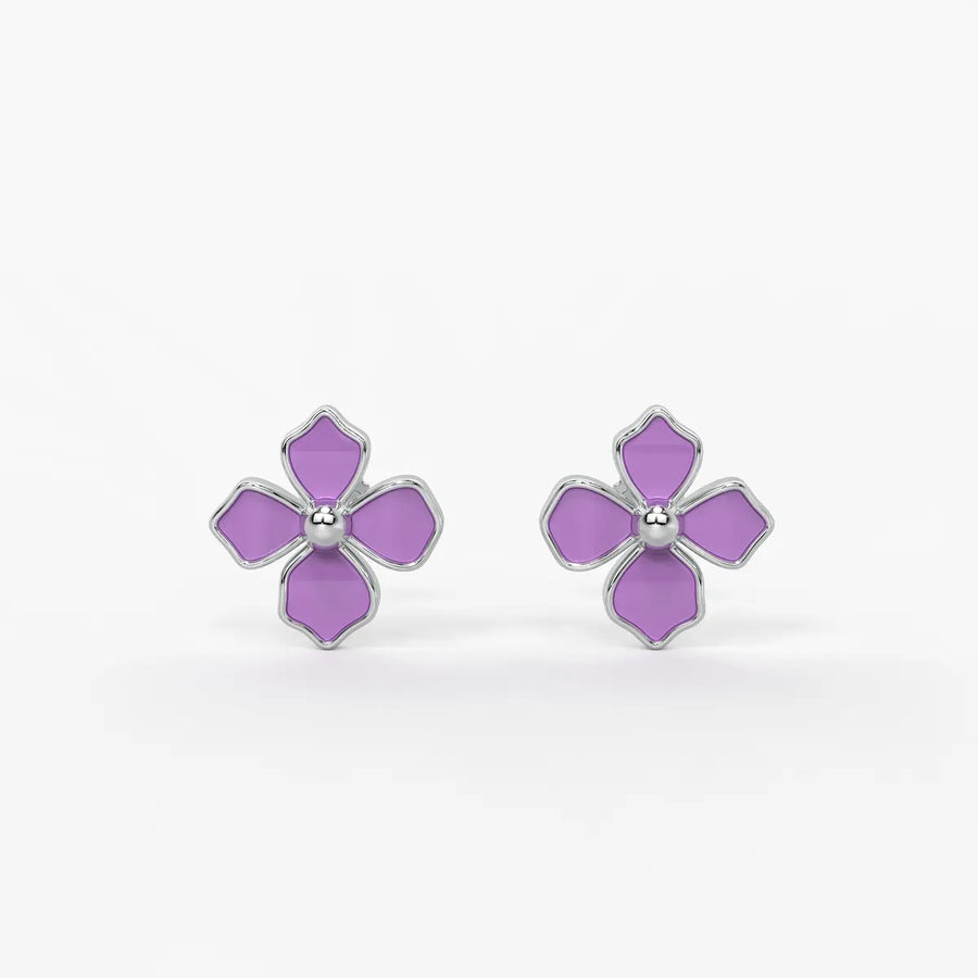 Lavender Petal Charm Flower Earrings
