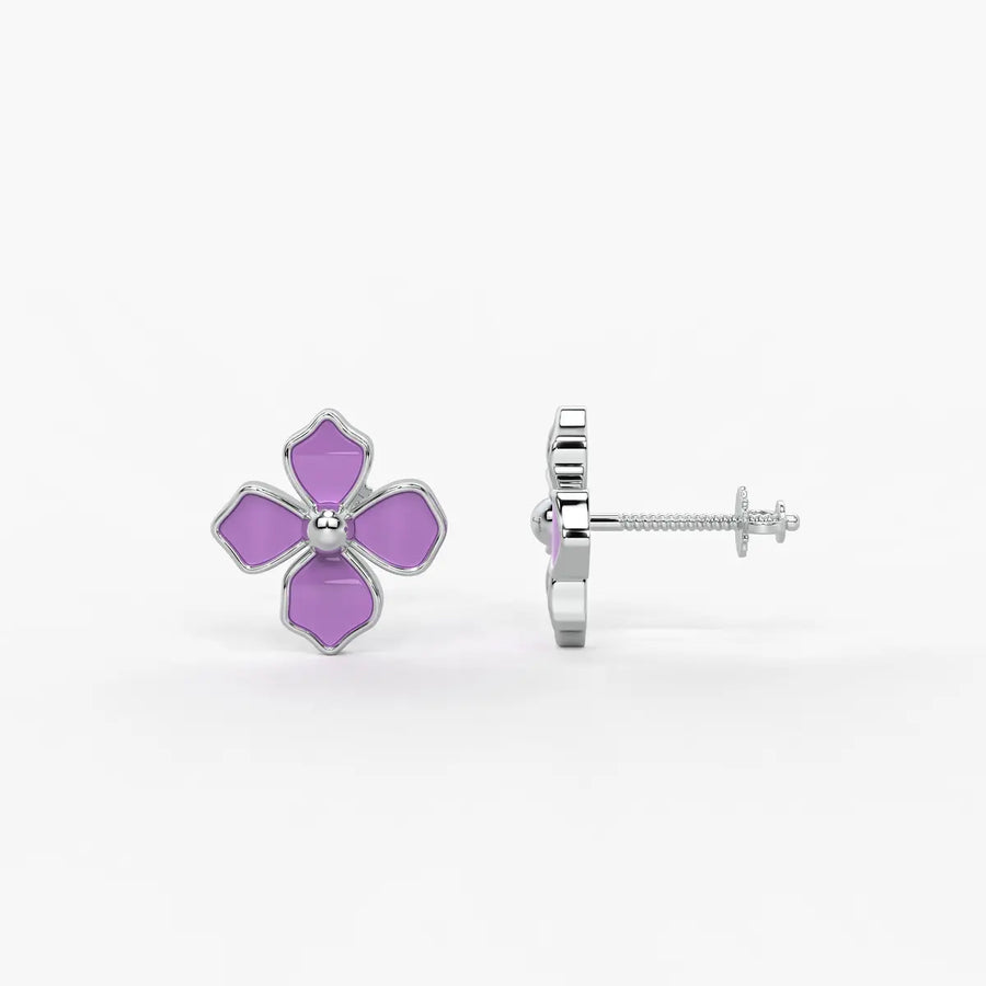 Lavender Petal Charm Flower Earrings