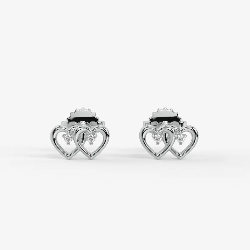 Duorra Kissed Hearts Diamond Stud Earrings