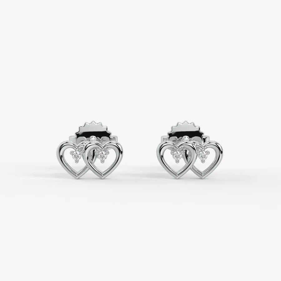 Duorra Kissed Hearts Diamond Stud Earrings