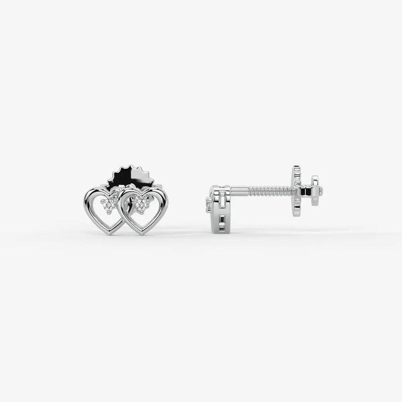 Duorra Kissed Hearts Diamond Stud Earrings