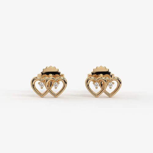 Duorra Kissed Hearts Diamond Stud Earrings