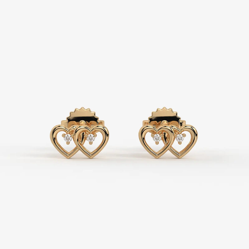Duorra Kissed Hearts Diamond Stud Earrings