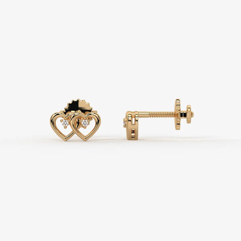 Duorra Kissed Hearts Diamond Stud Earrings
