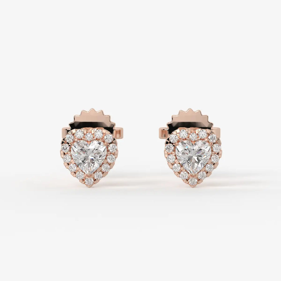 Lovelle Halo Heart Diamond Stud Earrings