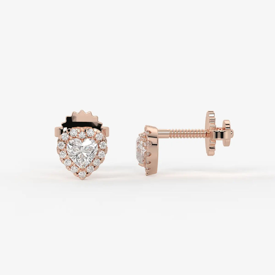 Lovelle Halo Heart Diamond Stud Earrings