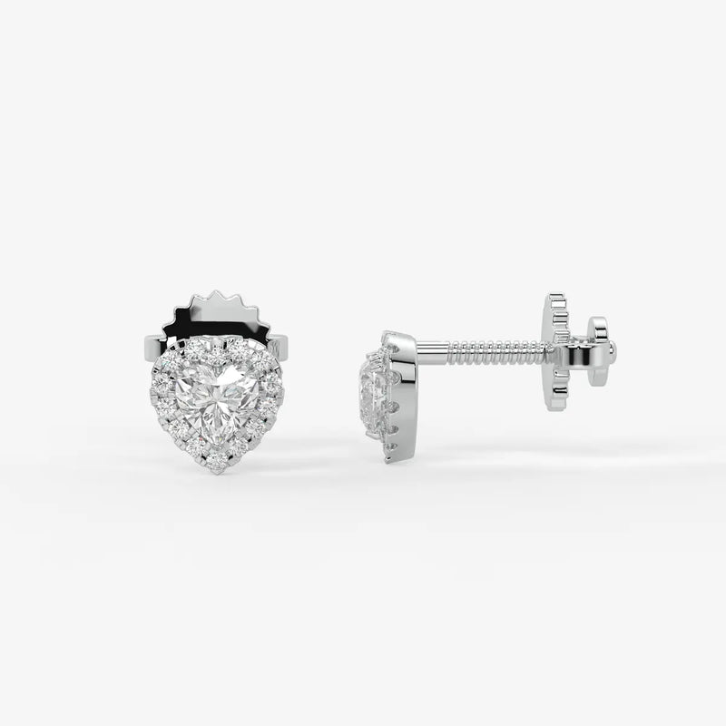 Lovelle Halo Heart Diamond Stud Earrings