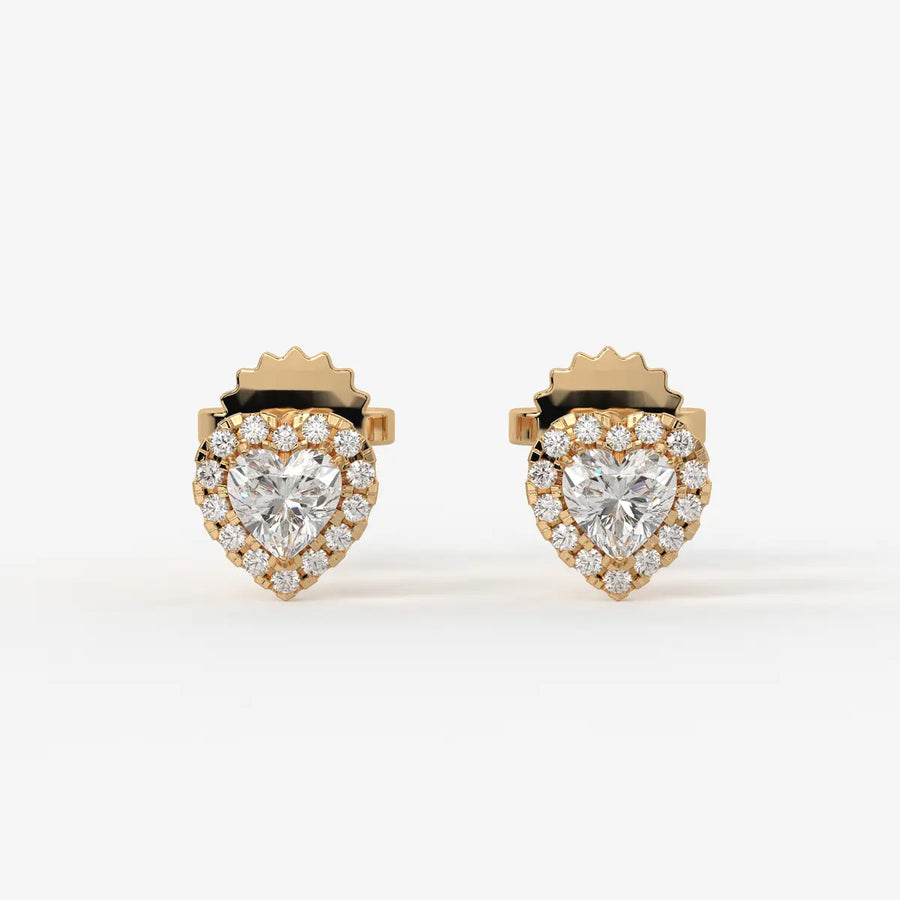 Lovelle Halo Heart Diamond Stud Earrings