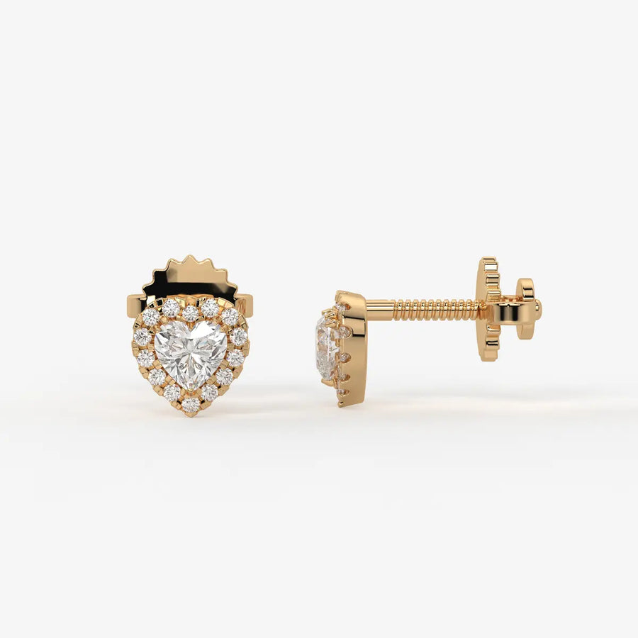Lovelle Halo Heart Diamond Stud Earrings