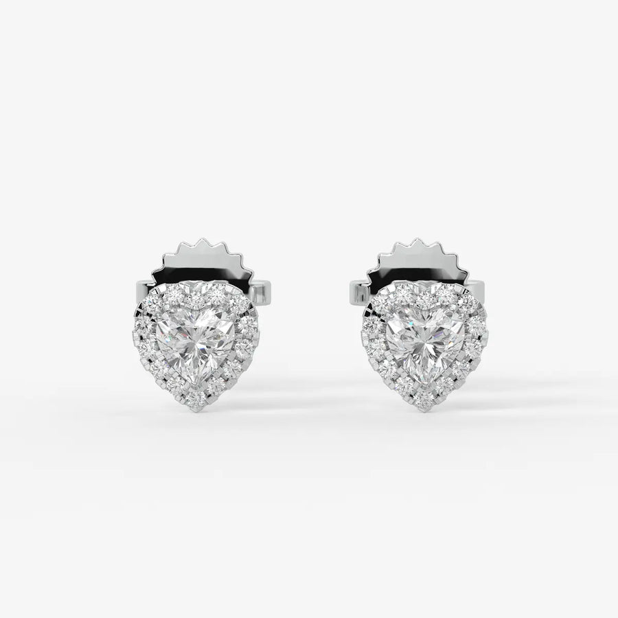 Lovelle Halo Heart Diamond Stud Earrings