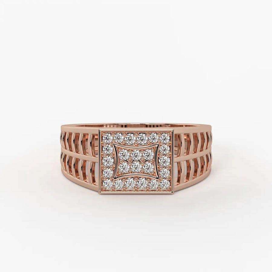 Geometric Panel Statement Ring for Men