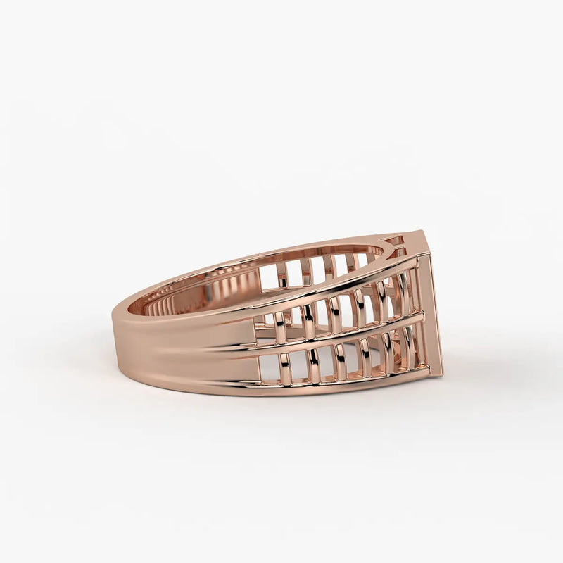 Geometric Panel Statement Ring for Men