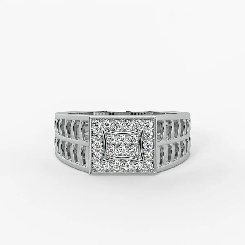 Geometric Panel Statement Ring for Men
