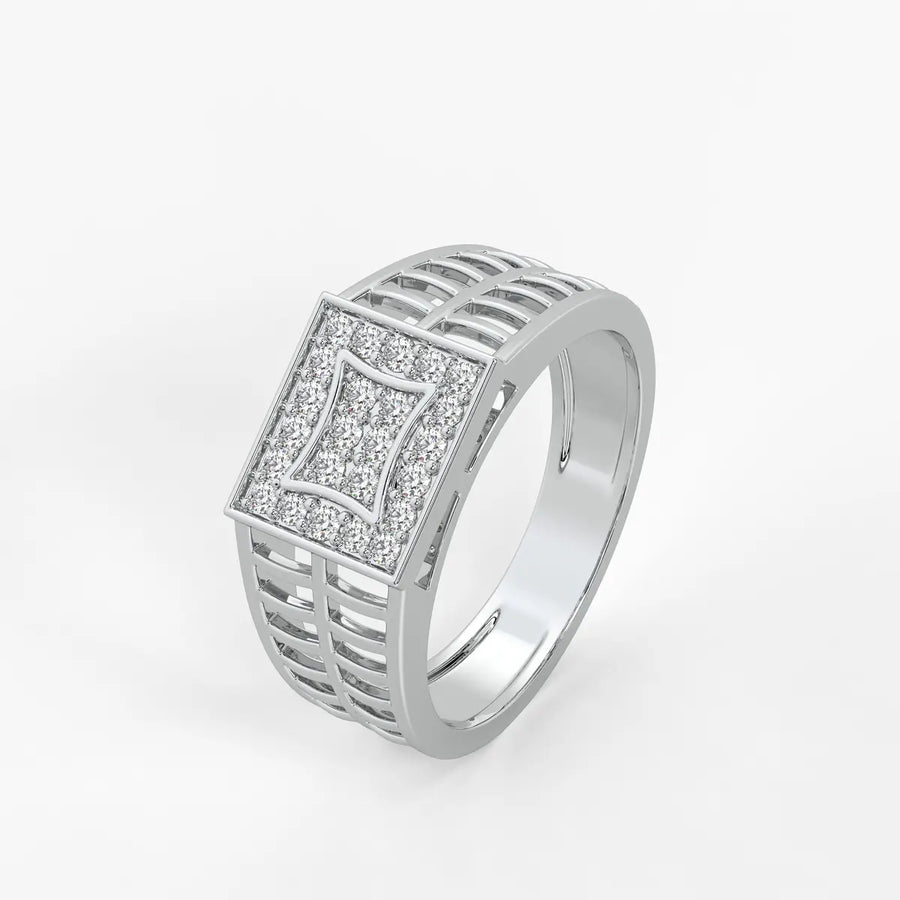 Geometric Panel Statement Ring for Men