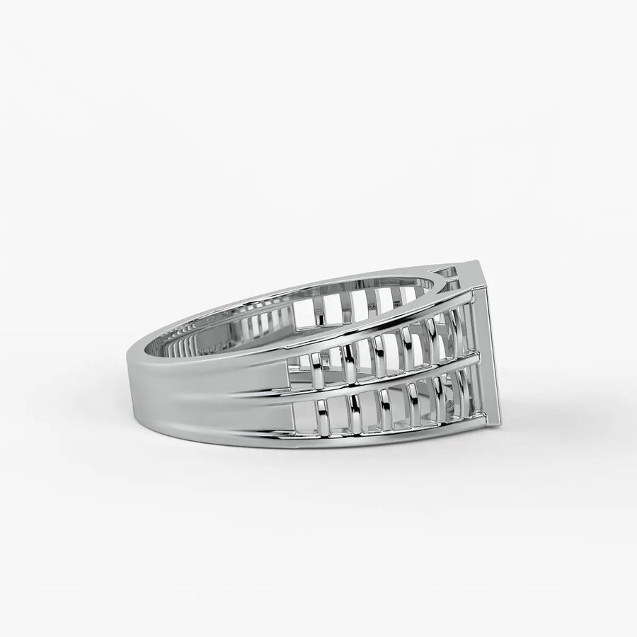 Geometric Panel Statement Ring for Men