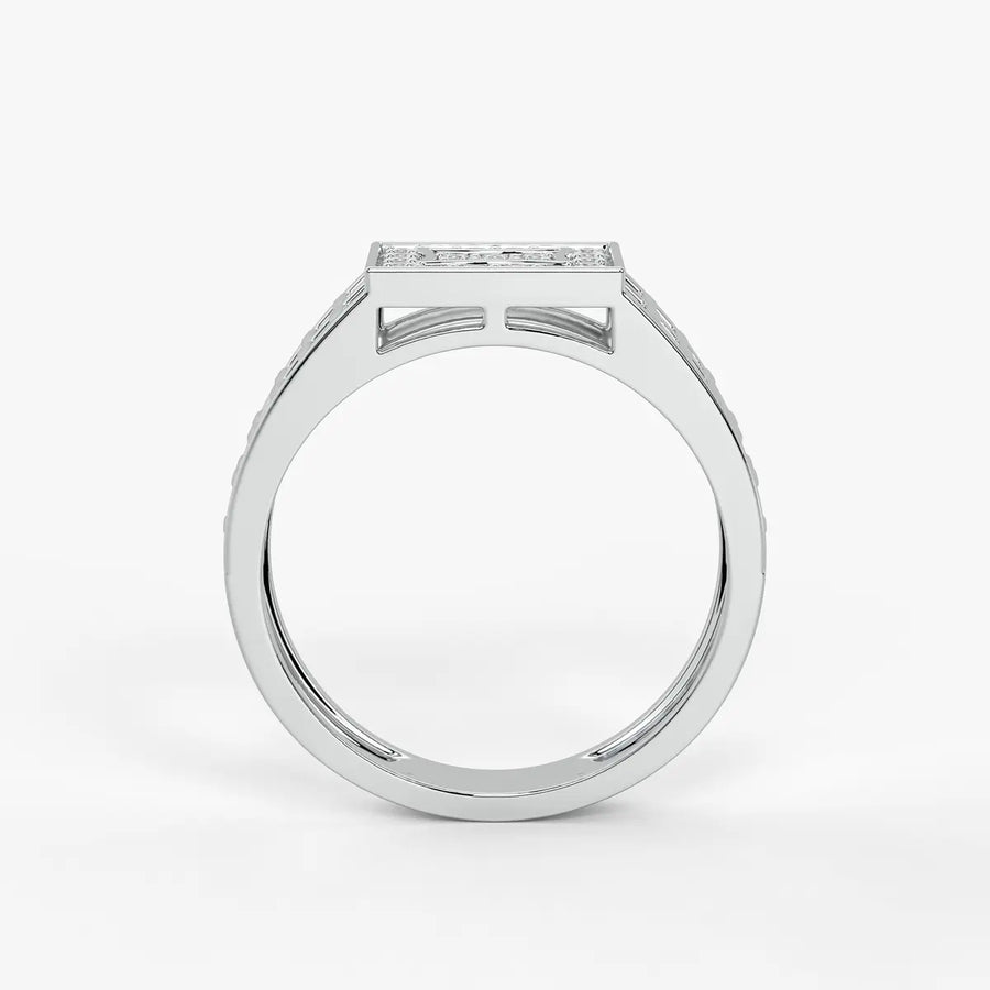 Geometric Panel Statement Ring for Men