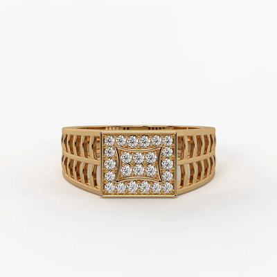 Geometric Panel Statement Ring for Men