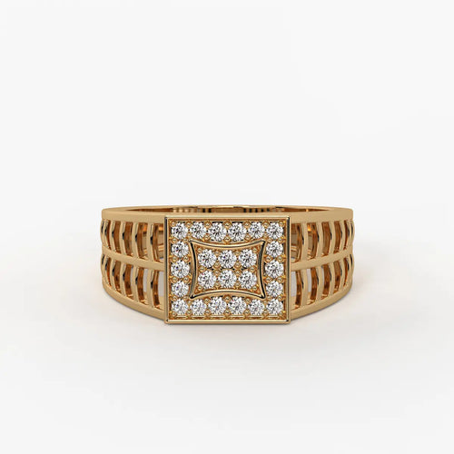 Geometric Panel Statement Ring for Men