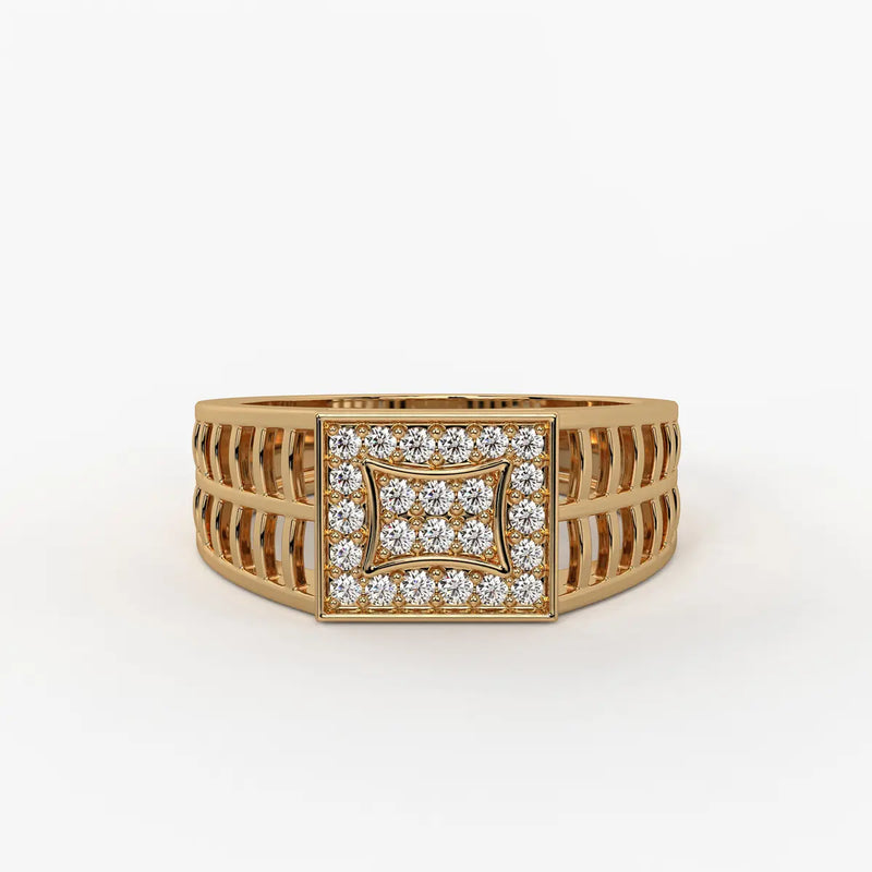 Geometric Panel Statement Ring for Men