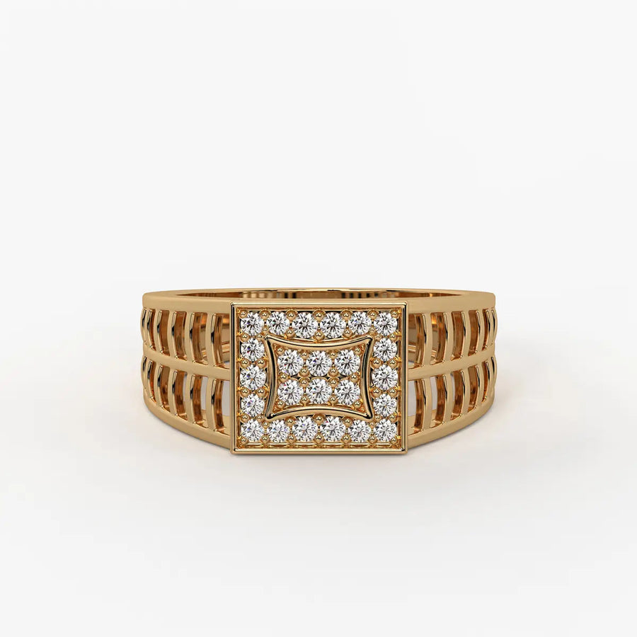 Geometric Panel Statement Ring for Men