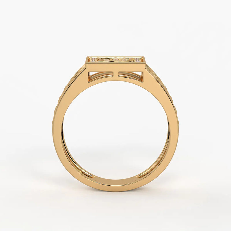 Geometric Panel Statement Ring for Men