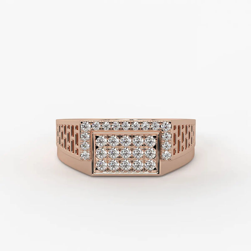 Rectangular Grid Statement Ring for Men