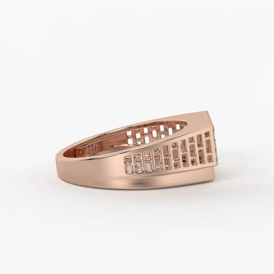 Rectangular Grid Statement Ring for Men