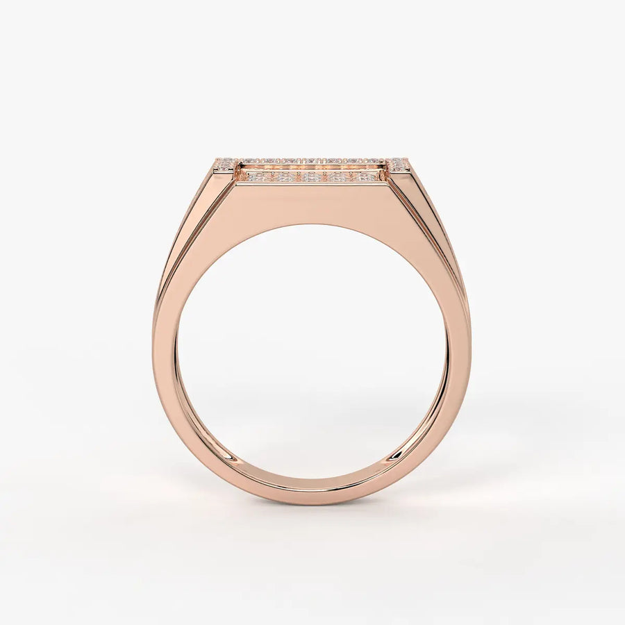 Rectangular Grid Statement Ring for Men