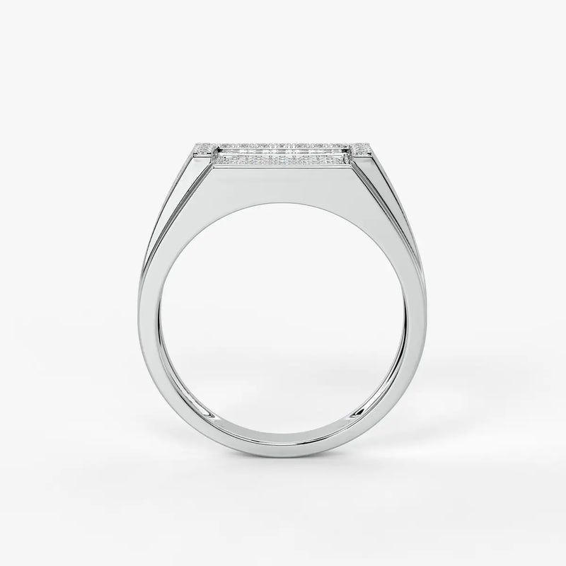 Rectangular Grid Statement Ring for Men