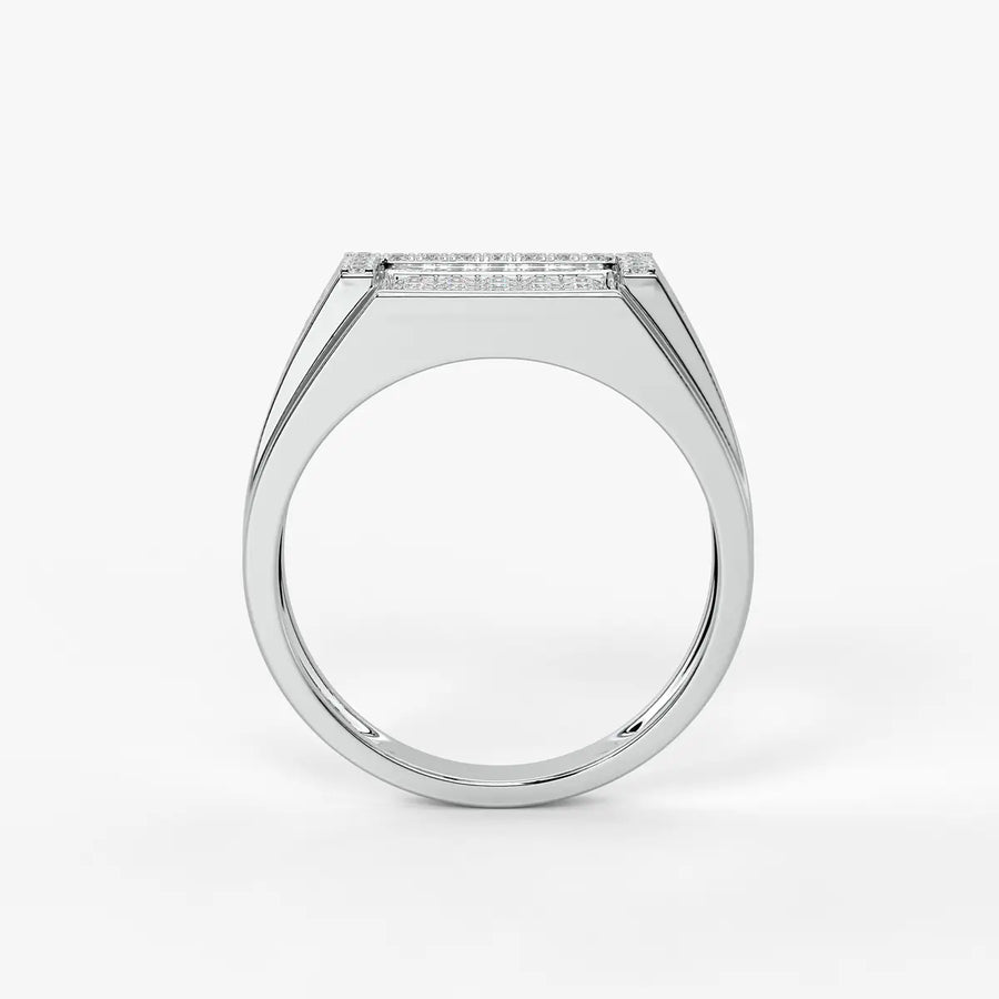 Rectangular Grid Statement Ring for Men