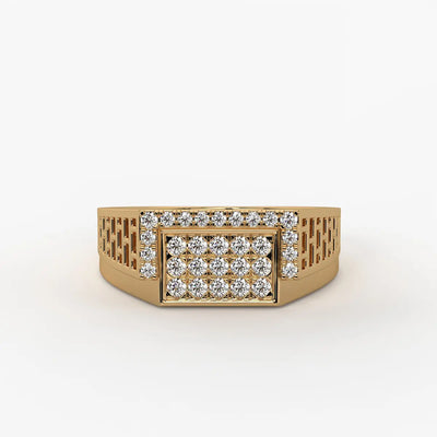 Rectangular Grid Statement Ring for Men