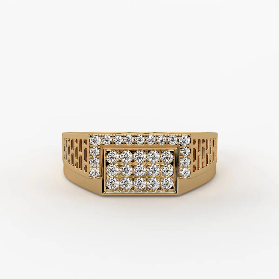 Rectangular Grid Statement Ring for Men