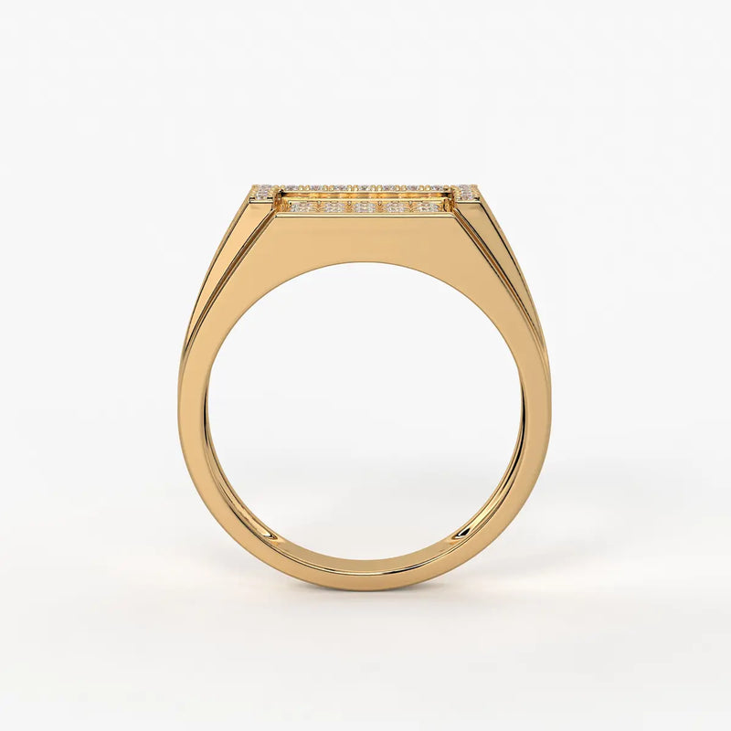Rectangular Grid Statement Ring for Men