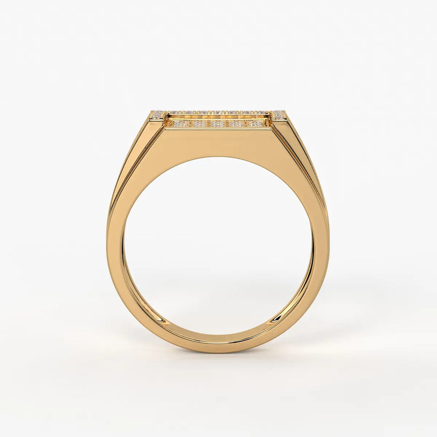 Rectangular Grid Statement Ring for Men