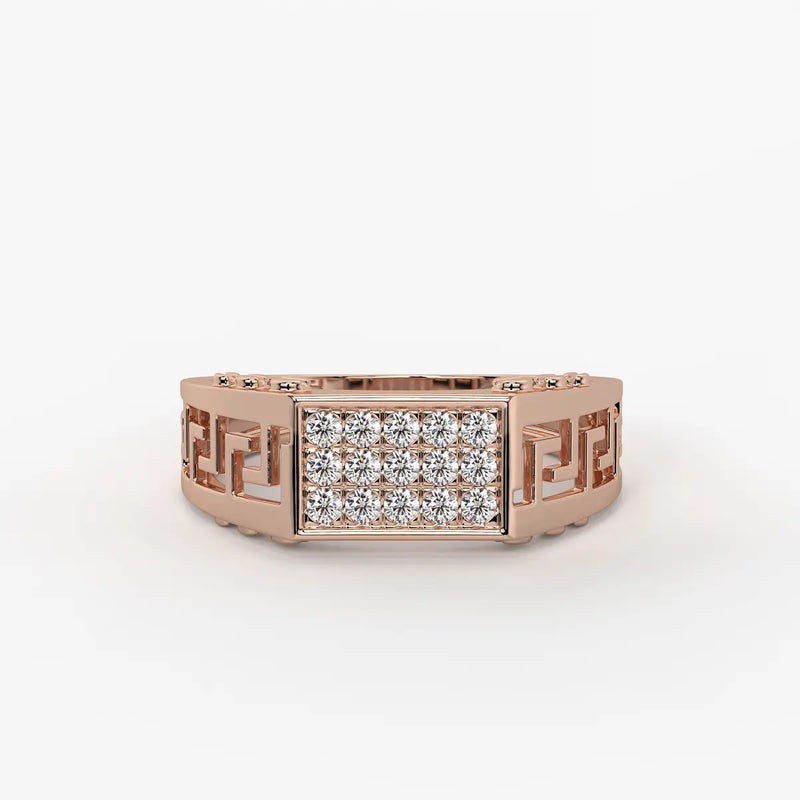 Geometric Panel Statement Ring for Men