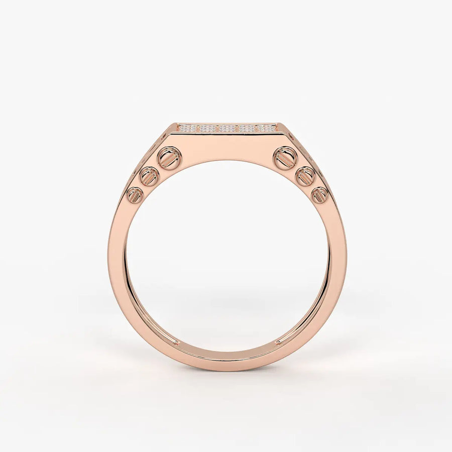 Geometric Panel Statement Ring for Men
