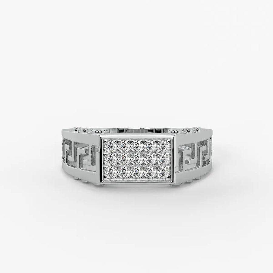 Geometric Panel Statement Ring for Men