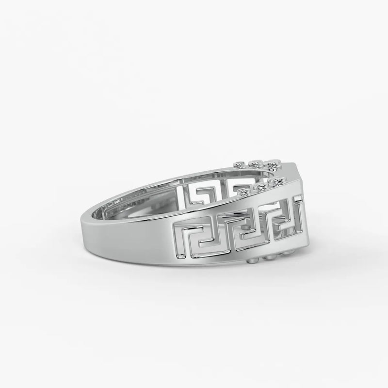Geometric Panel Statement Ring for Men
