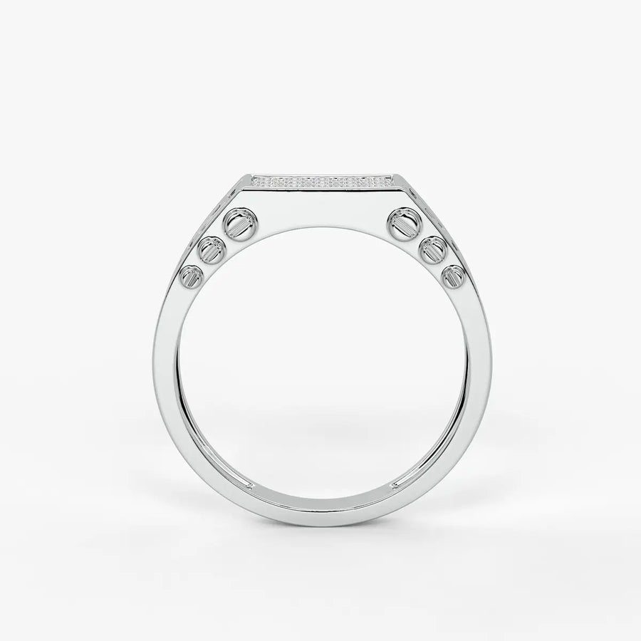 Geometric Panel Statement Ring for Men