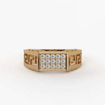 Geometric Panel Statement Ring for Men