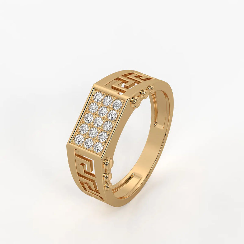 Geometric Panel Statement Ring for Men