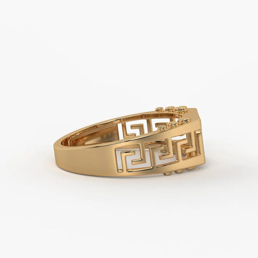 Geometric Panel Statement Ring for Men