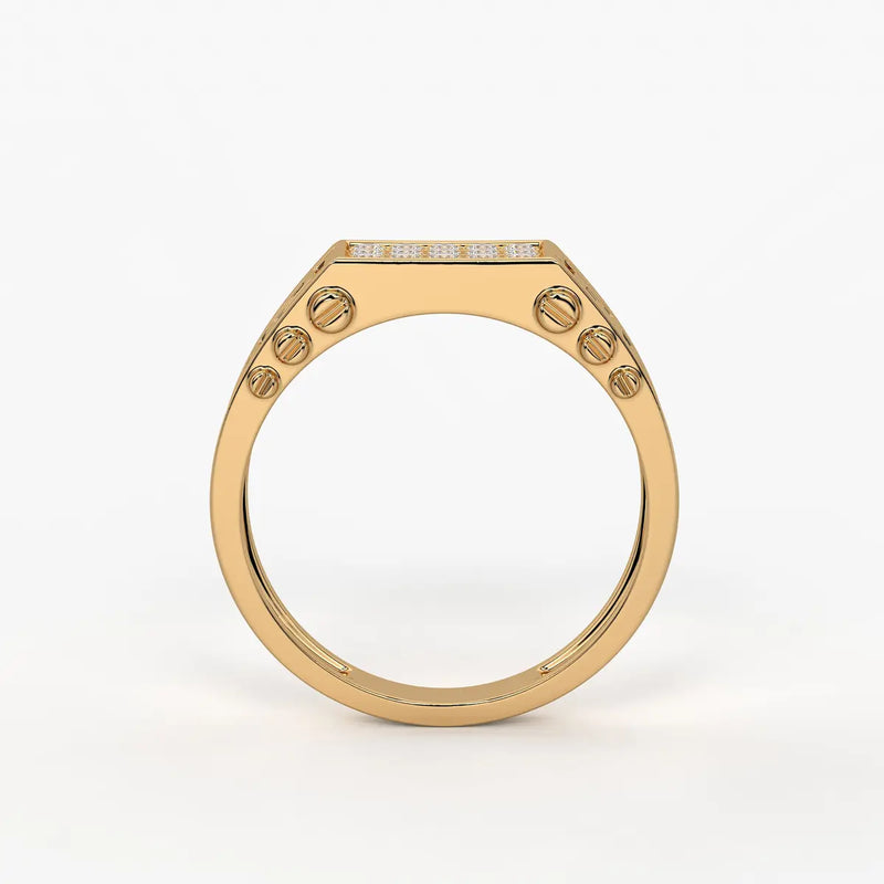 Geometric Panel Statement Ring for Men