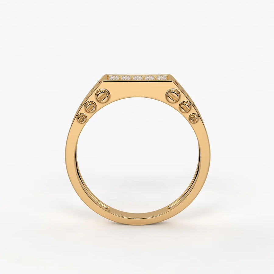 Geometric Panel Statement Ring for Men