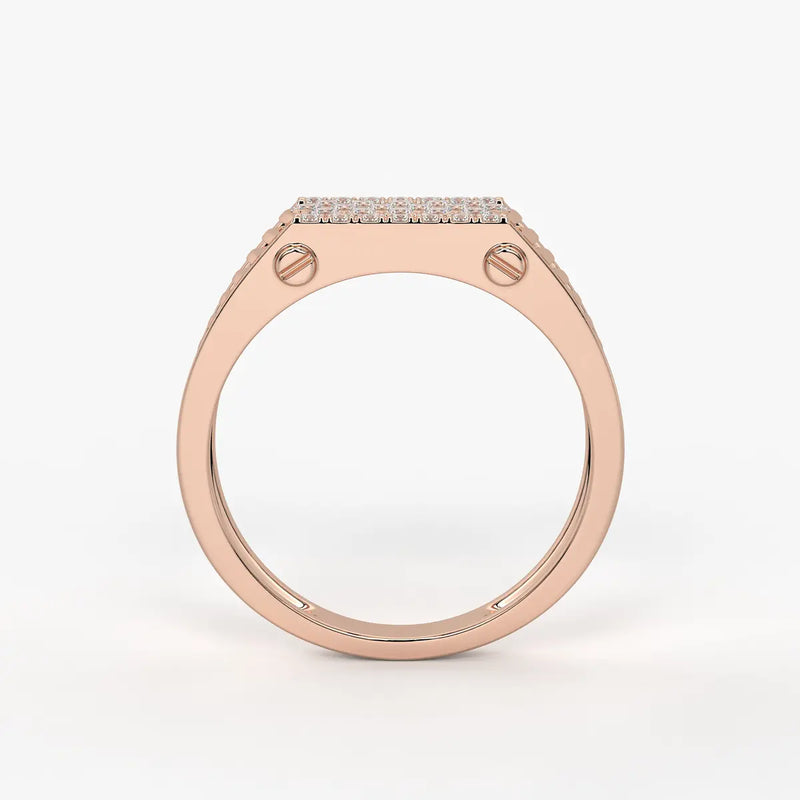 Ribbed Grid Statement Ring for Men