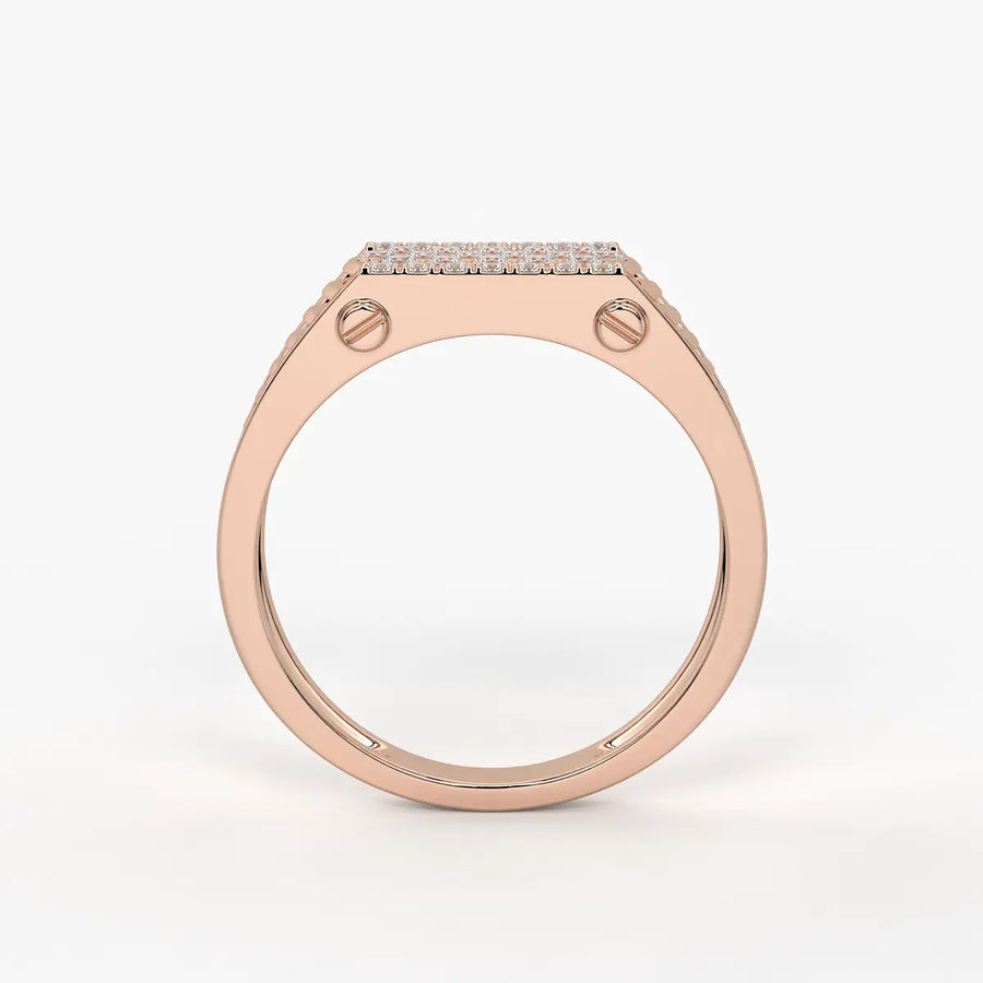 Ribbed Grid Statement Ring for Men
