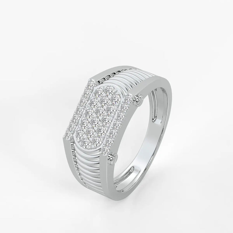 Ribbed Grid Statement Ring for Men