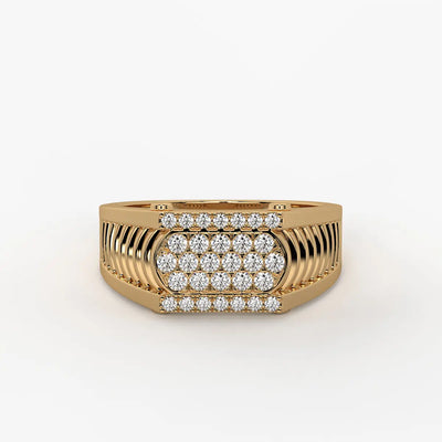 Ribbed Grid Statement Ring for Men