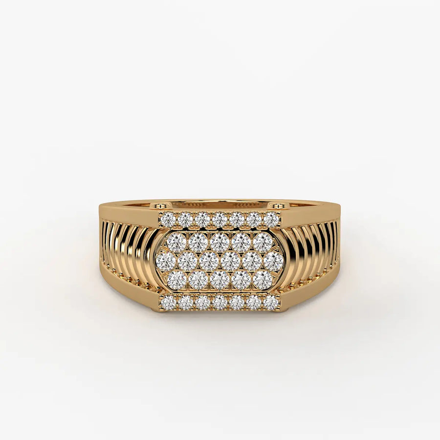 Ribbed Grid Statement Ring for Men