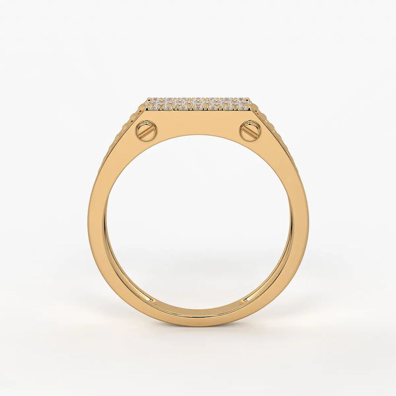 Ribbed Grid Statement Ring for Men